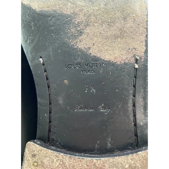 Authentic 100% LOUIS VUITTON Mens Shoes Black Loafers Size 7.5 LV fits 8.5 US - Picture 9 of 16